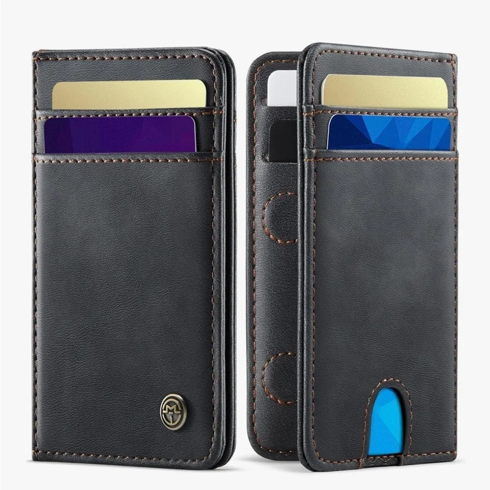 Wallet unisex RFID Blocking Card Holders And Money Slots Retro Black/347-Lb2